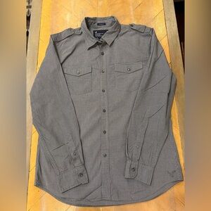 American Eagle Button Down Shirt Mens Size Large Vintage Fit Long Sleeve Gray